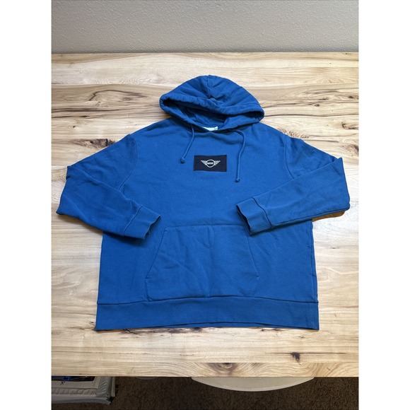 MINI COOPER Size Large Teal Logo Patch Hoodie Sweatshirt Lifestyle Collection